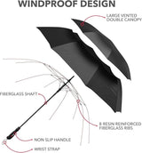 Windproof Oversized Golf Umbrella – Black-Repel Umbrella