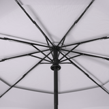 A zoomed in shot of the reinforced fiberglass frame and ribs of the repel windproof automatic and compact best seller umbrella by Repel Umbrella in Grey