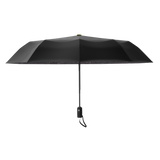 An image of the profile view of a black and starry night colored, open travel Repel umbrella.