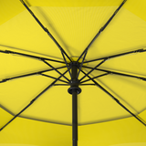 A zoomed in shot of the reinforced fiberglass frame and ribs of the repel windproof automatic and compact best seller umbrella by Repel Umbrella in yellow