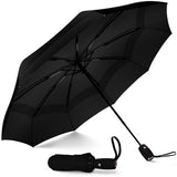 Windproof Travel Umbrella - Compact, Automatic, Black-Repel Umbrella